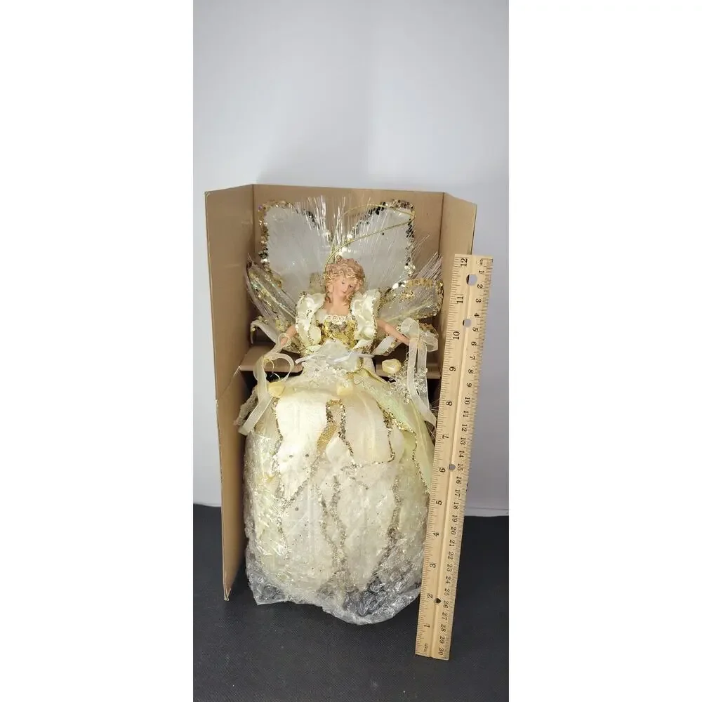 2008 Avon Fiber Optic Light Up Glitter Angel Christmas Decor 13” NIB New